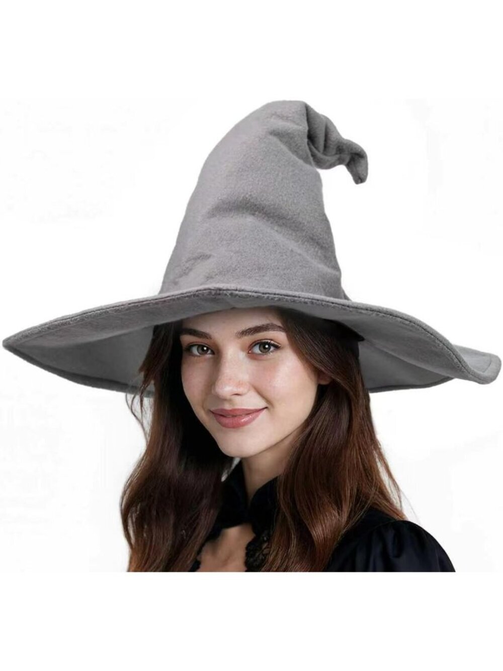 Women's Grey Halloween Witch Hat Costume Cosplay Party Accessory Felt Material